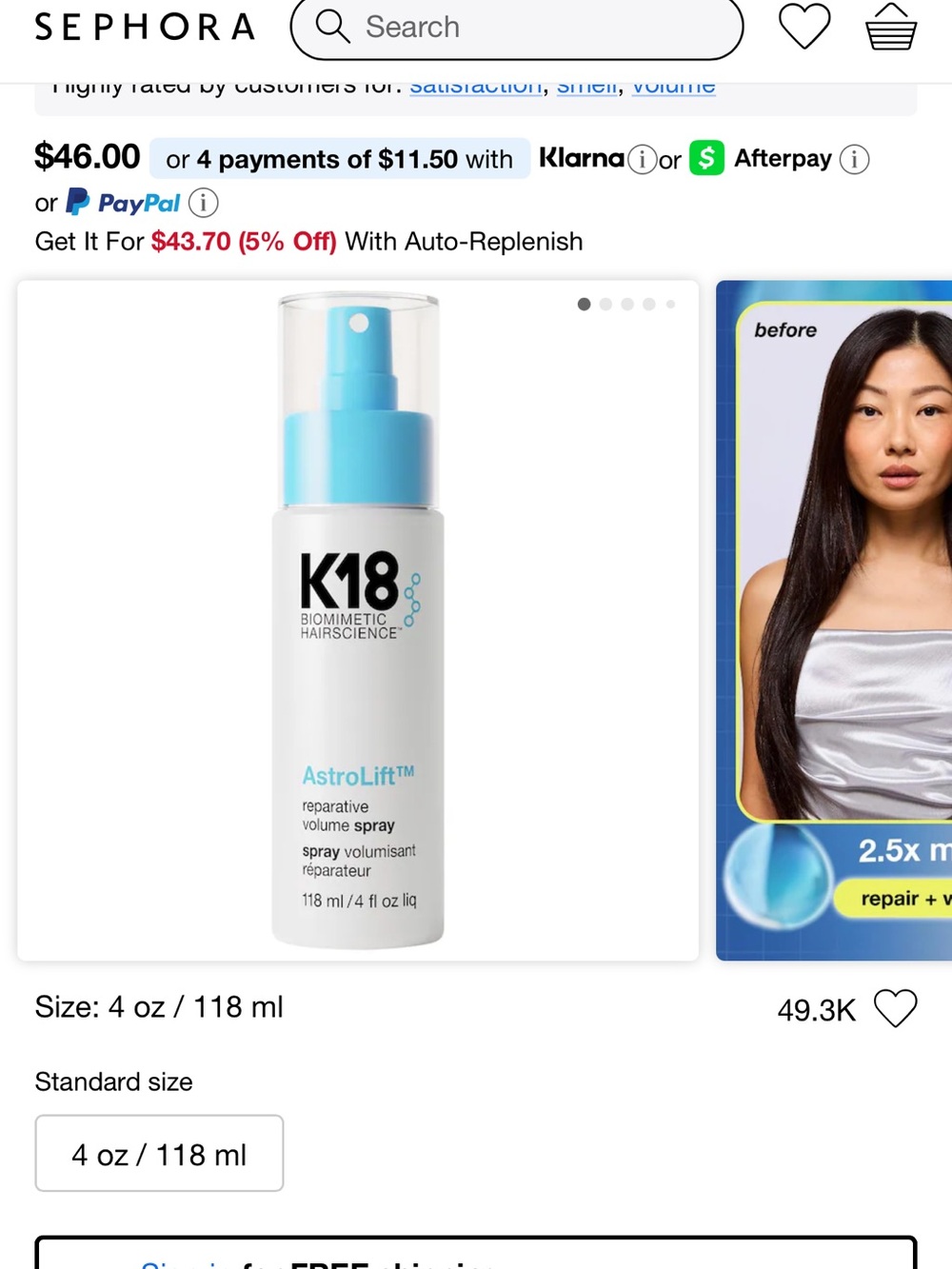 K18 AstroLift Reparative Volume Spray — White & Light Blue